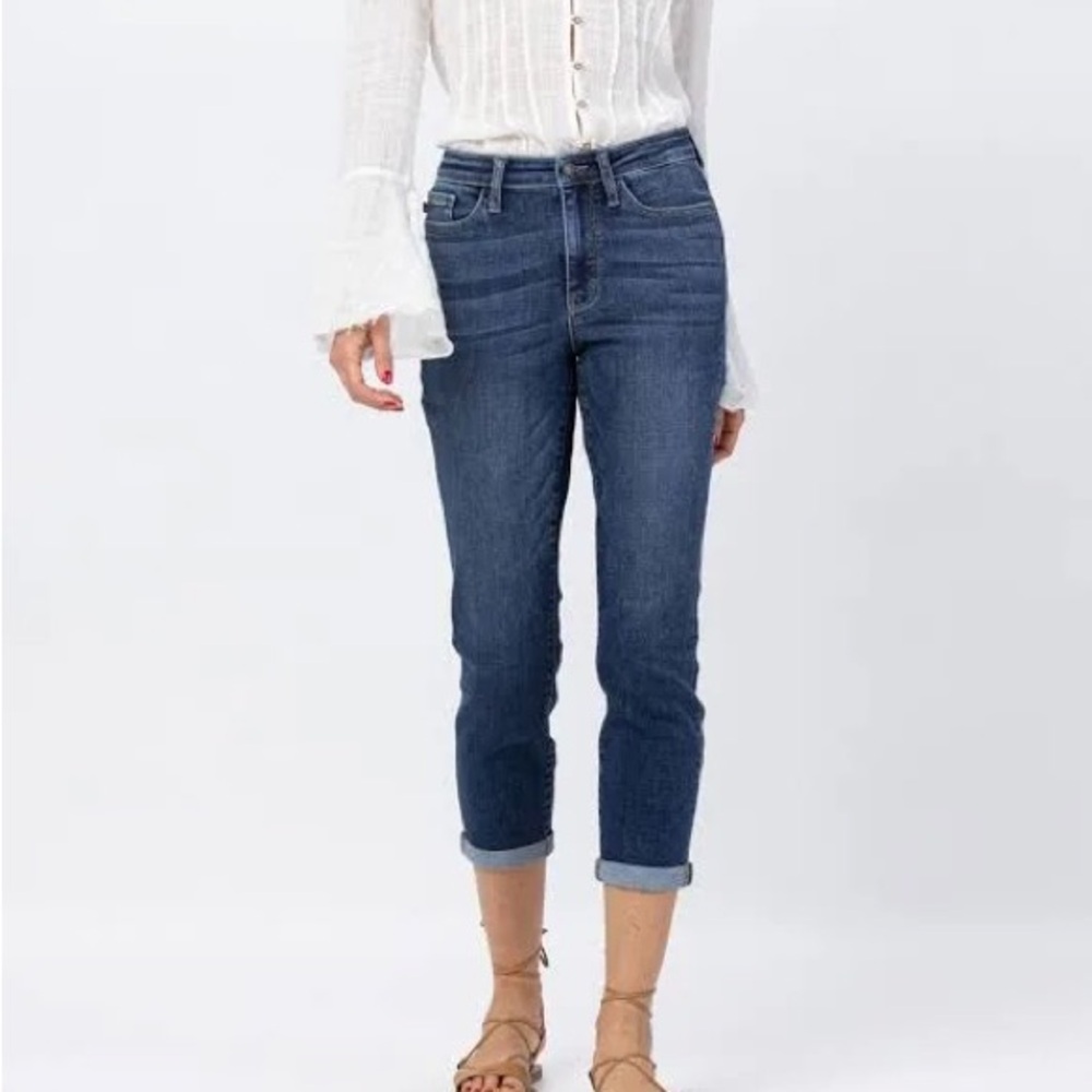 Judy Blue High Rise Cuffed Crop Slim Jeans 15